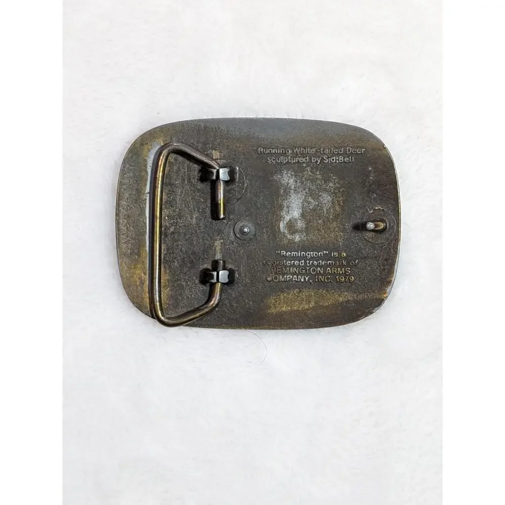 Remington Arms Company Inc. 1979 Running Deer Vintage Belt Buckle By Sid Bell